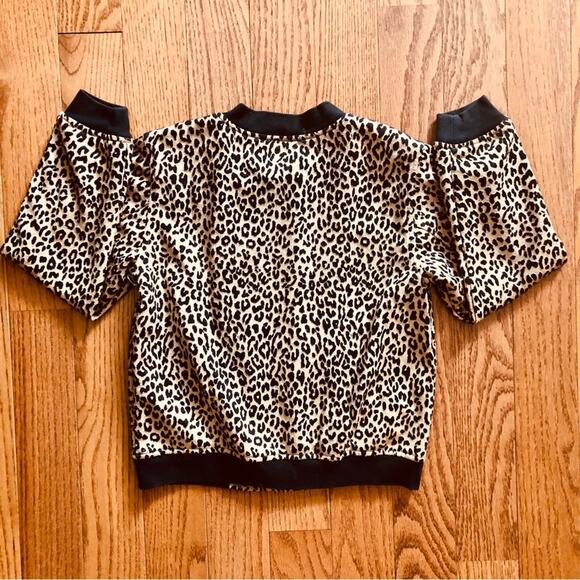 Old Navy Leopard Print Bomber Tan Black Jacket Lightweight Girl’s Size L (10-12) - Picture 10 of 11